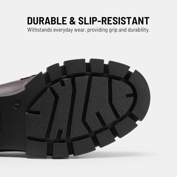 Dream Pairs Women Brown Platform Chunky Heeled Slip On Loafers with Horsebit - Picture 5 of 8